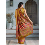 Load image into Gallery viewer, Women's Satin Crepe Printed Saree With Unstitched Blouse 5.5Mtr (Mustard)
