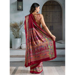 Load image into Gallery viewer, Women's Satin Crepe Printed Saree With Unstitched Blouse 5.5Mtr (Maroon)
