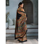 Load image into Gallery viewer, Women's Satin Crepe Printed Saree With Unstitched Blouse 5.5Mtr (Blue)
