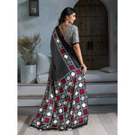 Load image into Gallery viewer, Women's Satin Crepe Printed Saree With Unstitched Blouse 5.5Mtr (Black)
