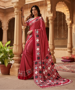 Load image into Gallery viewer, Women's Satin Crepe Printed Saree With Unstitched Blouse 5.5Mtr (Red)
