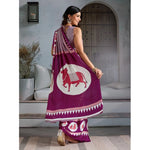 Load image into Gallery viewer, Women's Satin Crepe Printed Saree With Unstitched Blouse 5.5Mtr (Purple)
