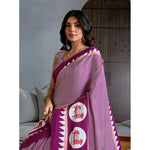 Load image into Gallery viewer, Women's Satin Crepe Printed Saree With Unstitched Blouse 5.5Mtr (Purple)
