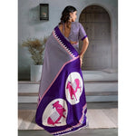Load image into Gallery viewer, Women's Satin Crepe Printed Saree With Unstitched Blouse 5.5Mtr (Blue)
