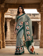 Load image into Gallery viewer, Women's Satin Crepe Printed Saree With Unstitched Blouse 5.5Mtr (Green)
