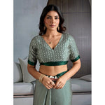 Load image into Gallery viewer, Women's Satin Crepe Printed Saree With Unstitched Blouse 5.5Mtr (Green)
