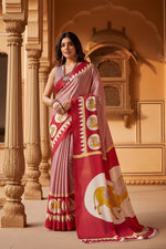 Load image into Gallery viewer, Women's Satin Crepe Printed Saree With Unstitched Blouse 5.5Mtr (Red)
