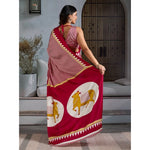 Load image into Gallery viewer, Women's Satin Crepe Printed Saree With Unstitched Blouse 5.5Mtr (Red)
