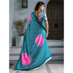 Load image into Gallery viewer, Women's Satin Crepe Printed Saree With Unstitched Blouse 5.5Mtr (Sky Blue)

