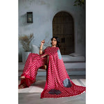 Load image into Gallery viewer, Women's Satin Crepe Printed Saree With Unstitched Blouse 5.5Mtr (Red)
