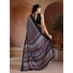 Load image into Gallery viewer, Women's Satin Crepe Printed Saree With Unstitched Blouse 5.5Mtr (Black)
