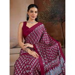 Load image into Gallery viewer, Women's Satin Crepe Printed Saree With Unstitched Blouse 5.5Mtr (Maroon)

