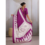 Load image into Gallery viewer, Women's Satin Crepe Printed Saree With Unstitched Blouse 5.5Mtr (Purple)
