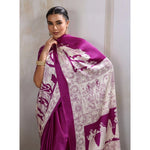 Load image into Gallery viewer, Women's Satin Crepe Printed Saree With Unstitched Blouse 5.5Mtr (Purple)
