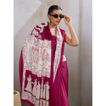 Load image into Gallery viewer, Women's Satin Crepe Printed Saree With Unstitched Blouse 5.5Mtr (Maroon)
