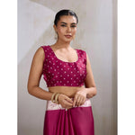 Load image into Gallery viewer, Women's Satin Crepe Printed Saree With Unstitched Blouse 5.5Mtr (Maroon)
