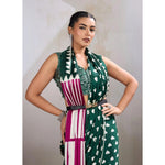 Load image into Gallery viewer, Women's Satin Crepe Printed Saree With Unstitched Blouse 5.5Mtr (Bottle Green)
