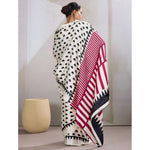 Load image into Gallery viewer, Women's Satin Crepe Printed Saree With Unstitched Blouse 5.5Mtr (White)
