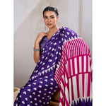 Load image into Gallery viewer, Women's Satin Crepe Printed Saree With Unstitched Blouse 5.5Mtr (Navy Blue)
