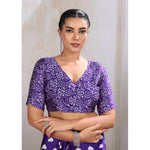 Load image into Gallery viewer, Women's Satin Crepe Printed Saree With Unstitched Blouse 5.5Mtr (Navy Blue)
