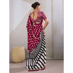 Load image into Gallery viewer, Women's Satin Crepe Printed Saree With Unstitched Blouse 5.5Mtr (Maroon)
