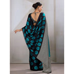 Load image into Gallery viewer, Women's Satin Crepe Printed Saree With Unstitched Blouse 5.5Mtr (Black)
