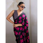 Load image into Gallery viewer, Women's Satin Crepe Printed Saree With Unstitched Blouse 5.5Mtr (Pink)
