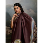 Load image into Gallery viewer, Women's Satin Crepe Printed Saree With Unstitched Blouse 5.5Mtr (Brown)
