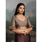 Load image into Gallery viewer, Women's Satin Crepe Printed Saree With Unstitched Blouse 5.5Mtr (Brown)
