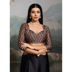 Load image into Gallery viewer, Women's Satin Crepe Printed Saree With Unstitched Blouse 5.5Mtr (Black)
