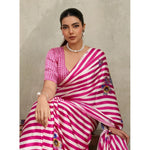 Load image into Gallery viewer, Women's Satin Crepe Printed Saree With Unstitched Blouse 5.5Mtr (Pink)
