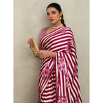 Load image into Gallery viewer, Women's Satin Crepe Printed Saree With Unstitched Blouse 5.5Mtr (Maroon)
