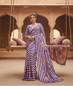 Load image into Gallery viewer, Women's Satin Crepe Printed Saree With Unstitched Blouse 5.5Mtr (Purple)
