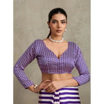 Load image into Gallery viewer, Women's Satin Crepe Printed Saree With Unstitched Blouse 5.5Mtr (Purple)
