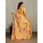 Load image into Gallery viewer, Women's Satin Crepe Printed Saree With Unstitched Blouse 5.5Mtr (Mustard)
