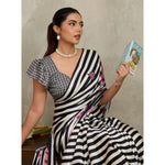 Load image into Gallery viewer, Women's Satin Crepe Printed Saree With Unstitched Blouse 5.5Mtr (Black)
