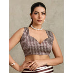 Load image into Gallery viewer, Women's Satin Crepe Printed Saree With Unstitched Blouse 5.5Mtr (Brown)
