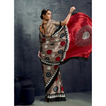 Load image into Gallery viewer, Women's Satin Crepe Printed Saree With Unstitched Blouse 5.5Mtr (Grey)
