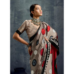Load image into Gallery viewer, Women's Satin Crepe Printed Saree With Unstitched Blouse 5.5Mtr (Grey)
