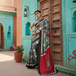 Load image into Gallery viewer, Women's Satin Crepe Printed Saree With Unstitched Blouse 5.5Mtr (Multicolor)
