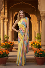 Load image into Gallery viewer, Women's Linen Printed Saree With Unstitched Blouse 5.5Mtr (Multicolor)
