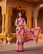 Load image into Gallery viewer, Women's Linen Printed Saree With Unstitched Blouse 5.5Mtr (Orange)
