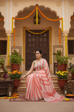 Load image into Gallery viewer, Women's Linen Printed Saree With Unstitched Blouse 5.5Mtr (Multicolor)
