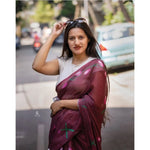 Load image into Gallery viewer, Women's Linen Printed Saree With Unstitched Blouse 5.5Mtr (Brown)
