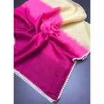 Load image into Gallery viewer, Women's Linen Printed Saree With Unstitched Blouse 5.5Mtr (Pink)
