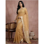Load image into Gallery viewer, Women's Cotton Printed Saree With Unstitched Blouse 5.5Mtr (Golden)
