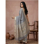 Load image into Gallery viewer, Women's Cotton Printed Saree With Unstitched Blouse 5.5Mtr (Gray)

