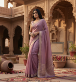 Load image into Gallery viewer, Women's Cotton Printed Saree With Unstitched Blouse 5.5Mtr (Purple)
