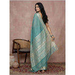 Load image into Gallery viewer, Women's Cotton Printed Saree With Unstitched Blouse 5.5Mtr (Teal)
