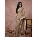 Load image into Gallery viewer, Women's Cotton Printed Saree With Unstitched Blouse 5.5Mtr (Beige)
